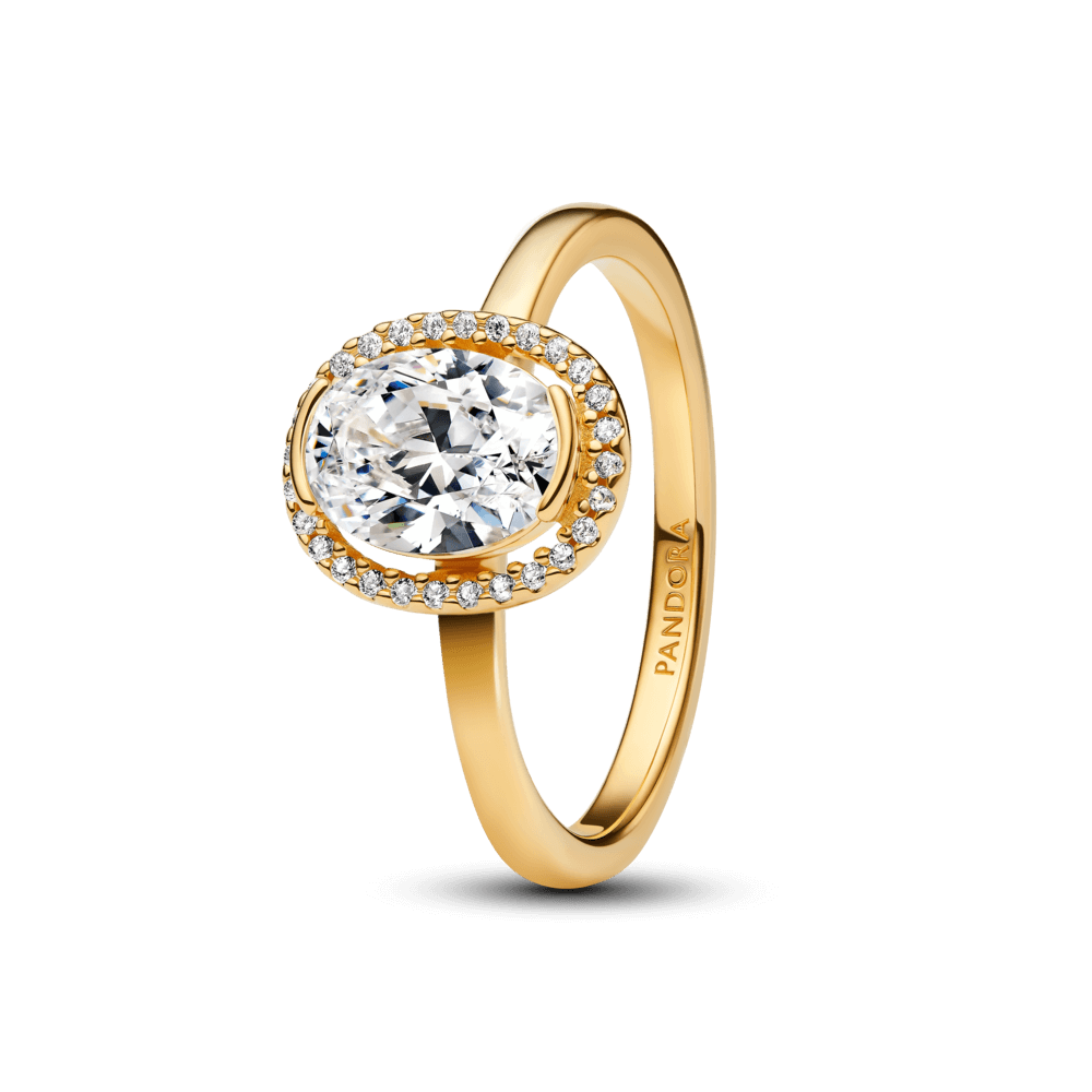 Nhẫn Timeless Mạ Vàng 14K Halo Đính Đá Sang Trọng