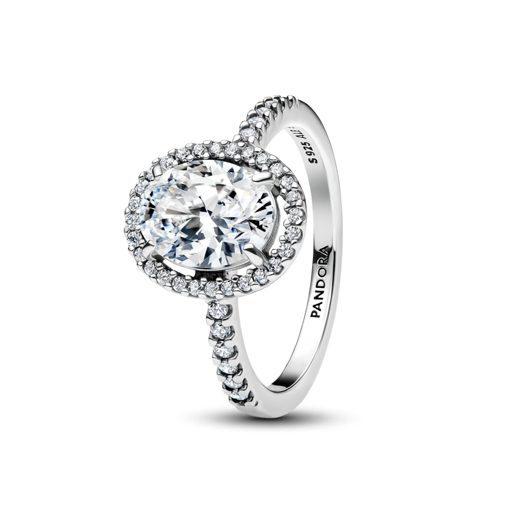 Nhẫn Timeless Bạc Halo Đính Đá Lấp Lánh