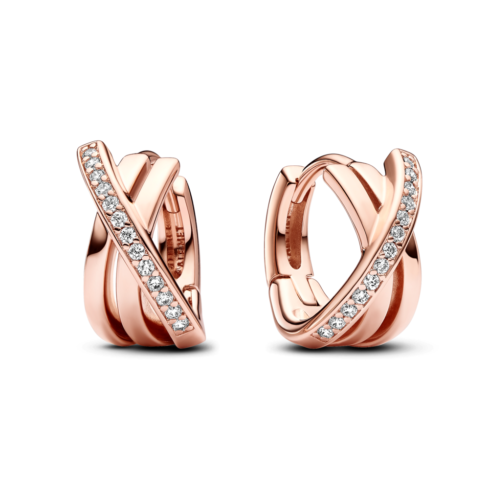 Hoa Tai Pan Signature Mạ Vàng Hồng 14K Dạng Chữ X