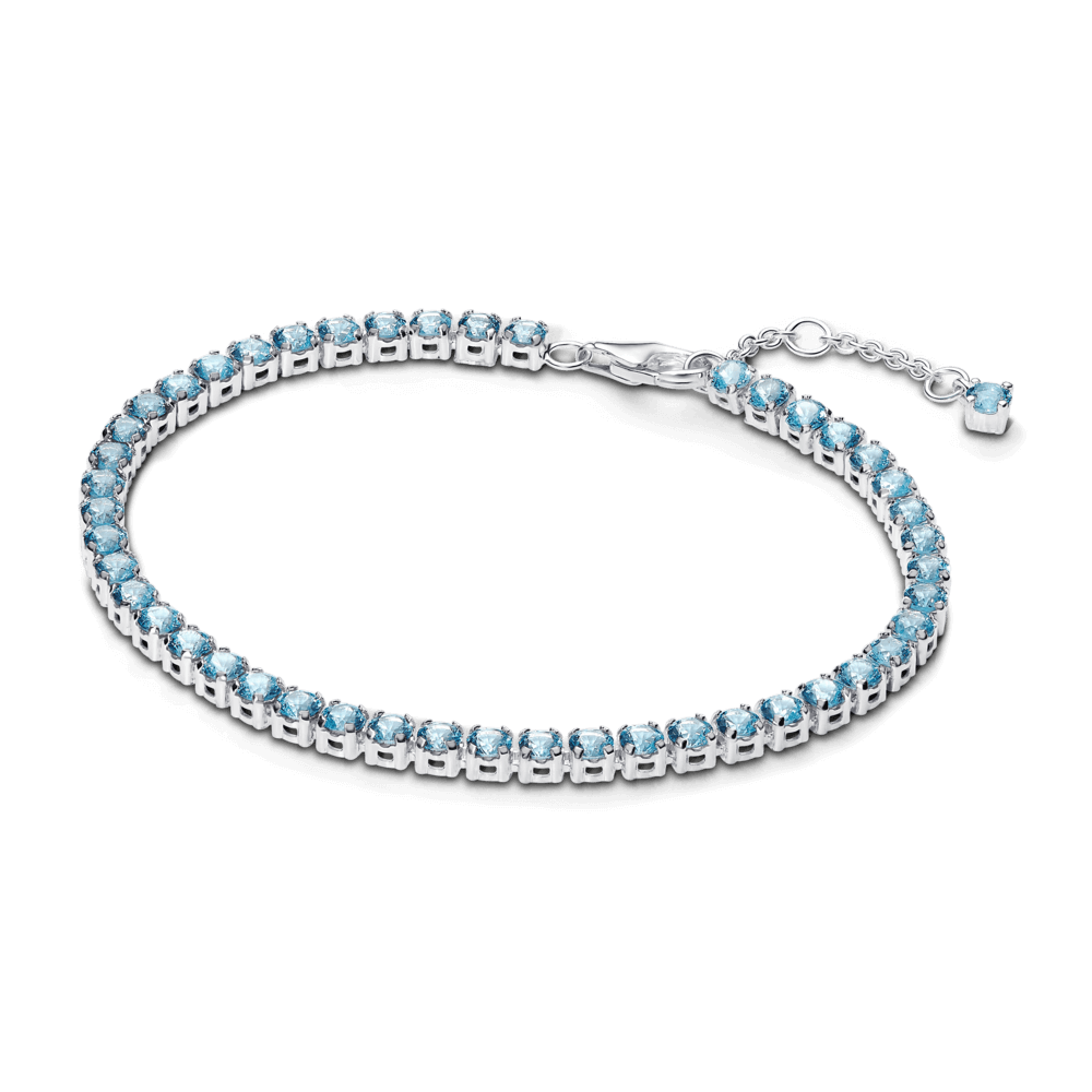 Vòng Tay Tennis Bạc Đính Đá Sắc Xanh Bầu Trời