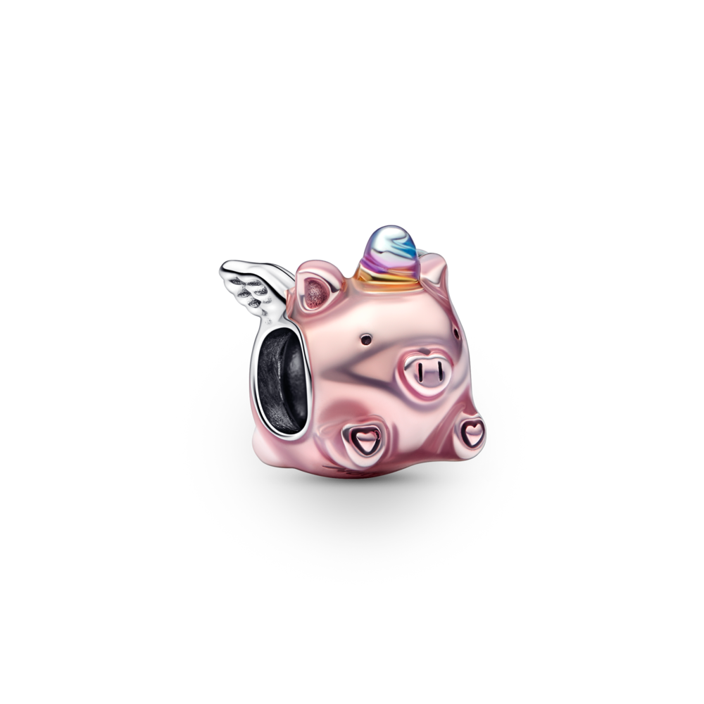 Charm Pan Moments Bạc Chú Heo Hồng Có Cánh