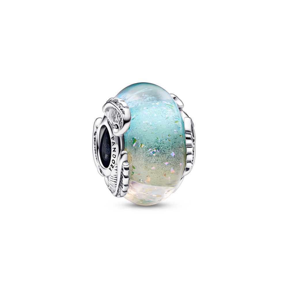 Charm Pan Murano Cầu Vồng Họa Tiết Lông Vũ